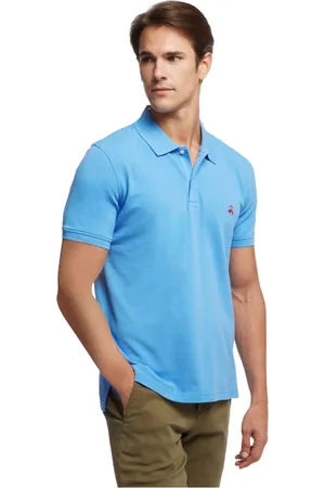 Brooks Brothers Koszulki, Mężczyzna, Niebieski, L, Bawełna, Koszulka polo z krótkim rękawem Supima Cotton o kroju Extra-slim Fit