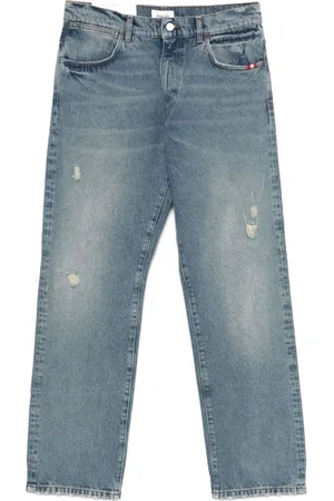 AMISH Jeansy, Mężczyzna, Niebieski, W30, Niebieskie Podarte Jeansyy Bawełniane