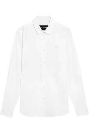 Lyle & Scott Koszule, Mężczyzna, Biały, 2XL, Bawełna, Koszula Slim Fit z tonalnym logo