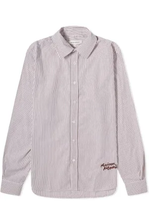 Maison Kitsuné Koszule, Mężczyzna, Wielobarwność, XL, Bawełna, Koszulka w paski z logo z bawełny