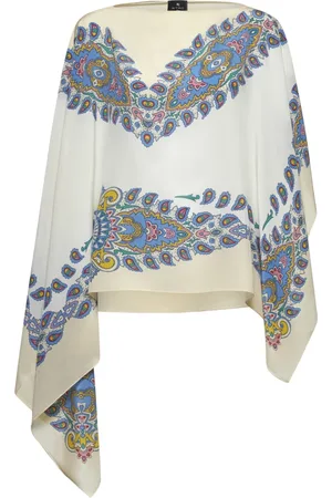 Etro Kurtki, Kobieta, Wielobarwność, ONE SIZE, Jedwabna kurtka z białym wzorem paisley