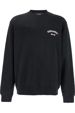 Dsquared2 Bluzy, Mężczyzna, Czarny, M, Bawełna, Logo Crewneck Sweatshirt