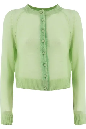 ERMANNO SCERVINO Swetry, Kobieta, Zielony, M, Kaszmir, Kaszmirowy rozpinany kardigan