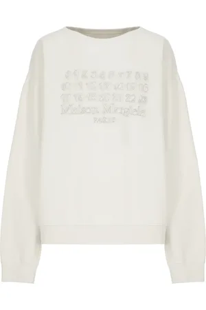 Maison Margiela Bluzy, Mężczyzna, Beżowy, L, Bluza z haftem na piersiach Ivory