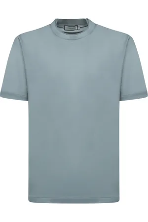 CANALI Koszulki, Mężczyzna, Niebieski, L, Bawełna, Błękitny prążkowany T-shirt