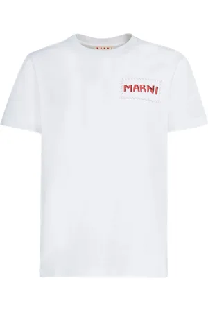 Marni Koszulki, Mężczyzna, Biały, S, Bawełna, Bawełniana koszulka T-shirt z naszywką