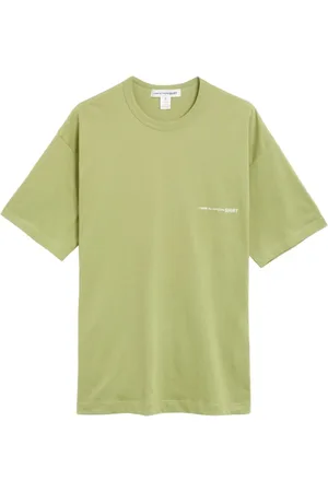 Comme des Garçons Koszulki, Mężczyzna, Zielony, S, Bawełna, Logo Tee Shirt Dzianinowy Krój Oversize