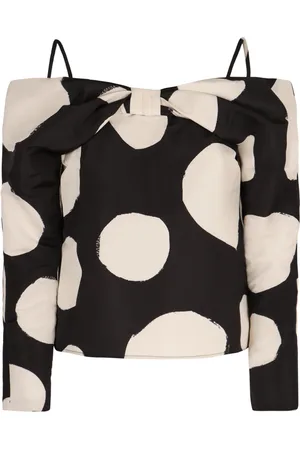 Nina Ricci Koszulki, Kobieta, Czarny, 2XS, Bawełna, Bluzka bawełniana z odkrytymi ramionami w grochy