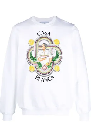 Casablanca Bluzy, Mężczyzna, Biały, S, Bawełna, Bawełniana bluza dresowa z nadrukiem graficznym
