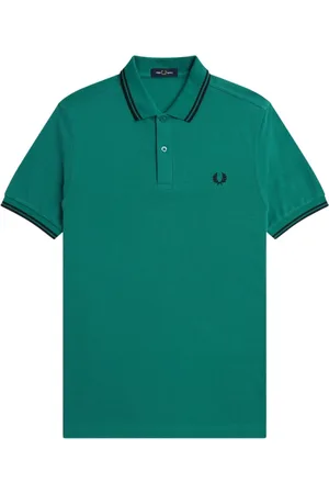 Fred Perry Koszulki, Mężczyzna, Zielony, L, Bawełna, Koszulka Polo z Podwójnym Paskiem