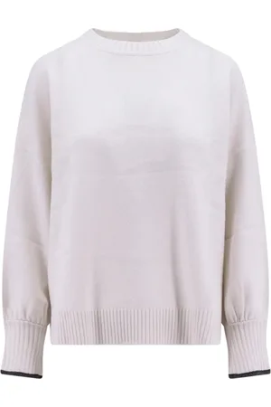 Brunello Cucinelli Swetry, Kobieta, Biały, L, Kaszmir, Kaszmirowy Sweter