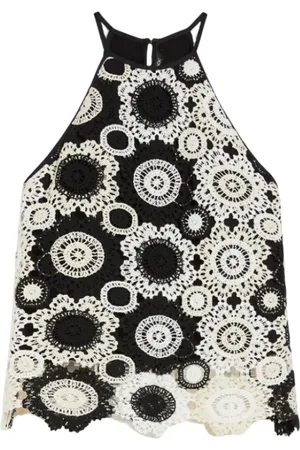 pennyblack Koszulki, Kobieta, Wielobarwność, L, Ivory Macramè Irpinia Top