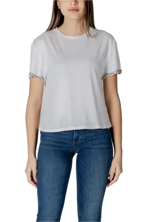 Liu Jo Koszulki, Kobieta, Biały, M, Bawełna, Bawełniany T-shirt z okrągłym dekoltem