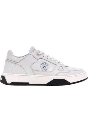 Roberto Cavalli Buty, Mężczyzna, Biały, 43 EU, Białe Logo Sneakers Wyprodukowane we Włoszech