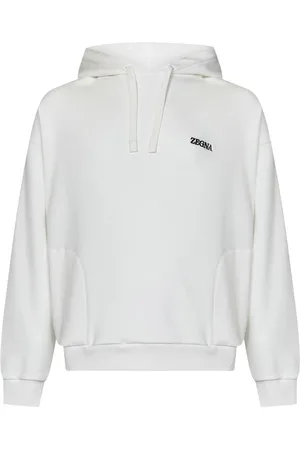 Ermenegildo Zegna Bluzy, Mężczyzna, Biały, S, Bawełna, Biała bluza z kapturem i kieszeniami