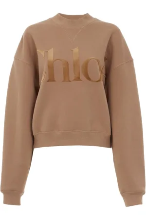 Chloé Bluzy, Kobieta, brązowy, M, Brązowy Sweter z Aksamitu z Lamówkami