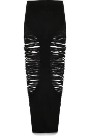 Rick Owens Spódnice, Kobieta, Czarny, S, Czarna Spłaszczona Elastyczna Spódnica