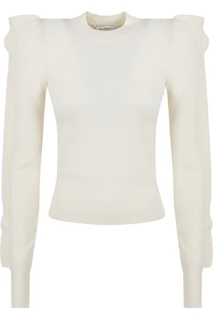 Max Mara Koszulki, Kobieta, Beżowy, S, Poliester, Elegancka Bluzka z Długim Rękawem