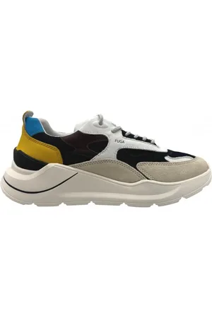 D.A.T.E. Buty, Mężczyzna, Wielobarwność, 40 EU, Skóra, Białe sneakersy z siateczki z detalami ze skóry