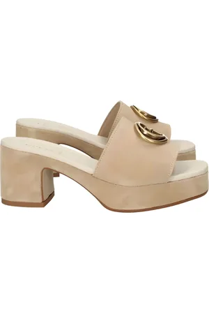 Guess Buty, Kobieta, Beżowy, 39 EU, Zamsz, Brązowe zamszowe sandały na platformie