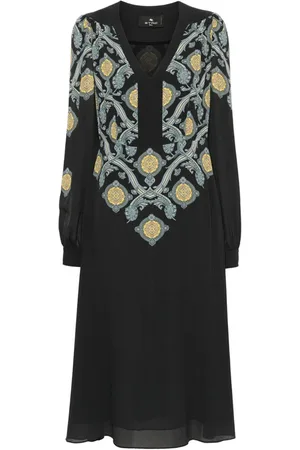 Etro Sukienki, Kobieta, Czarny, S, Elegancka sukienka w kwiaty