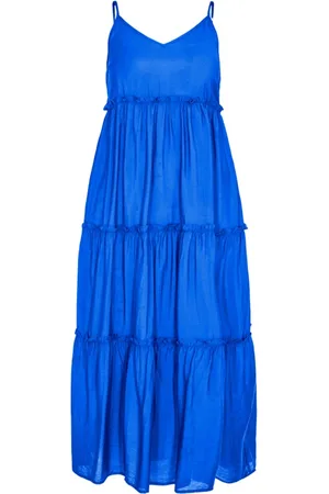 Co`Couture Sukienki, Kobieta, Niebieski, L, Sukienka Maxi z Odkrytymi Plecami na Ramiączkach
