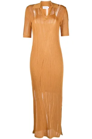 Calvin Klein Sukienki, Kobieta, Żółty, L, Sukienka Maxi z Teksturowym Ściegiem