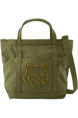 Maison Kitsuné Torebki, unisex, Zielony, ONE SIZE, Bawełna, Mała torba shopper Fox Head