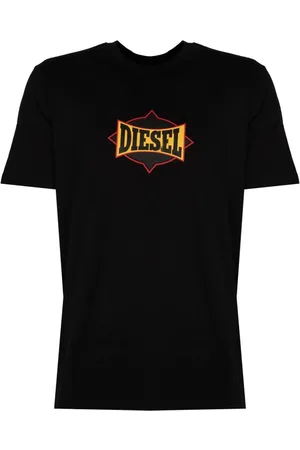Diesel Koszulki, Mężczyzna, Czarny, L, Bawełna, Elegancka koszulka z okrągłym dekoltem i nadrukiem