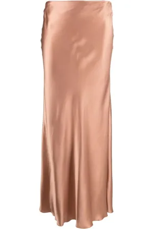 FORTE FORTE Spódnice, Kobieta, Różowy, M, Elegancka różowa satynowa spódnica Chic