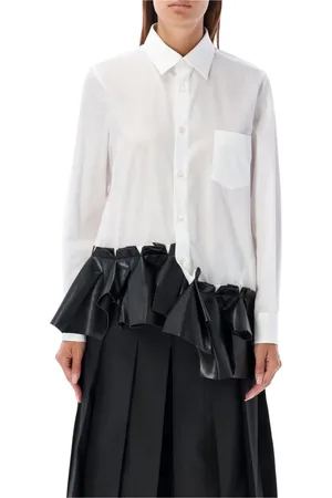 Comme des Garçons Bluzki, Kobieta, Biały, S, Bawełna, Koszula z Falbanami Popeline