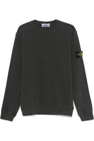 Stone Island Bluzy, Mężczyzna, Szary, XL, Szara Sweter z Prążkami i Odznaką
