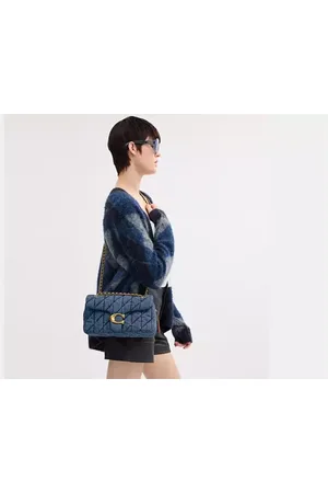 Coach Torebki, Kobieta, Niebieski, ONE SIZE, Denim, Quilted Denim Tabby Shoulder Bag
