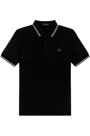 Fred Perry Koszulki, Mężczyzna, Czarny, 2XL, Bawełna, Koszulka Polo Double Green Apple Border
