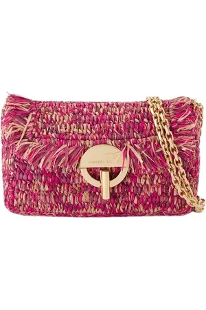 Vanessa Bruno Torebki, Kobieta, Różowy, ONE SIZE, Bawełna, Różowy Moon Crossbody Torba Raphia Bawełna