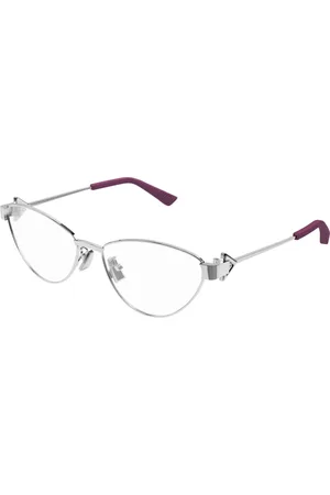 Bottega Veneta Akcesoria, unisex, Szary, ONE SIZE, Okulary z metalową oprawką typu kocie oko