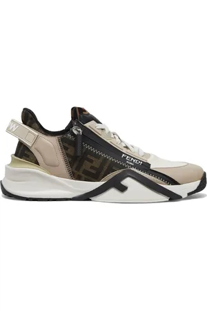 Fendi Buty, Mężczyzna, Wielobarwność, 42 EU, Bawełna, Beżowe sneakersy z detalami FF