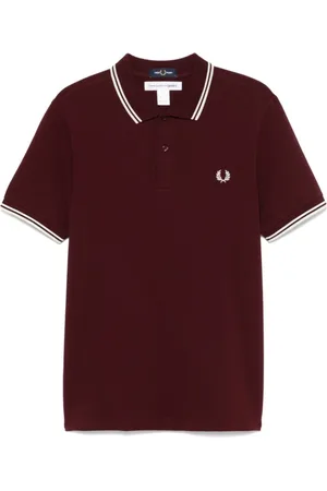 Comme des Garçons Koszulki, Mężczyzna, Czerwony, XL, Bawełna, Koszulka Polo Bordeaux z Haftowanym Logo