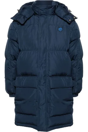 Maison Kitsuné Kurtki, Mężczyzna, Niebieski, S, Pikowana kurtka z aplikacją lisa