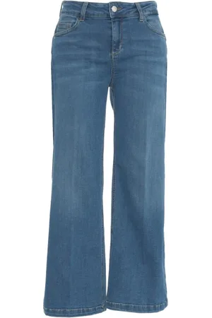 Liu Jo Jeansy, Kobieta, Niebieski, W26, Denim, Niebieskie Spodnie Wide Leg Cropped