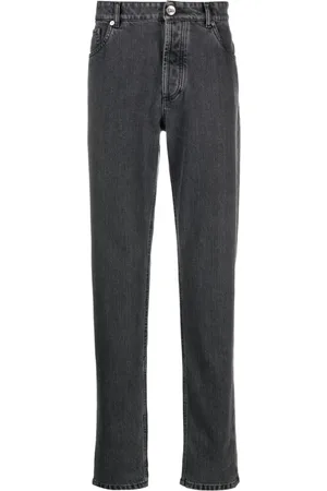 Brunello Cucinelli Jeansy, Mężczyzna, Szary, 2XL, Bawełna, Dżinsy bawełniane o kroju slim