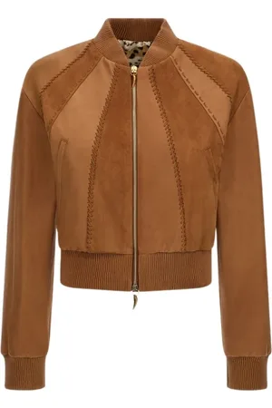 Roberto Cavalli Kurtki, Kobieta, brązowy, S, Brązowa Skórzana Kurtka Bomber