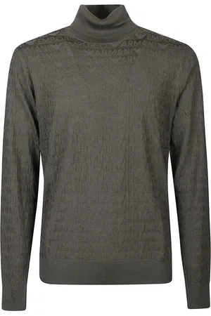 Emporio Armani Swetry, Mężczyzna, Szary, M, Wełna, Stylowy sweter z golfem