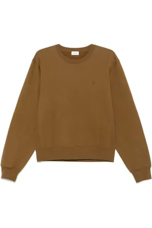 Saint Laurent Bluzy, Mężczyzna, brązowy, S, Miękki Styl Molleton Sweat Base