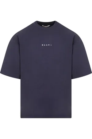 Marni Koszulki, Mężczyzna, Niebieski, XL, Niebieski Bawełniany T-shirt z Logo