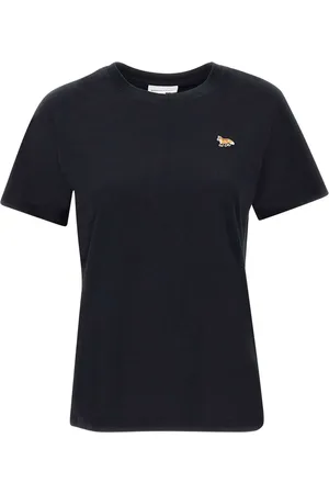 Maison Kitsuné Koszulki, Kobieta, Czarny, XS, Bawełna, Bawełniana koszulka T-shirt z logo lisa