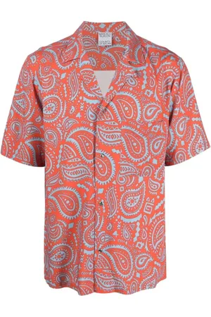 MARCELO BURLON Koszule, Mężczyzna, Czerwony, M, Poliester, Koszulka z krótkim rękawem w paisley