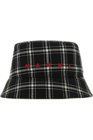 Marni Akcesoria, Mężczyzna, Czarny, M, Bawełna, Haftowany wełniany kapelusz typu bucket