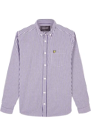 Lyle & Scott Koszule, Mężczyzna, Niebieski, S, Bawełna, Koszula Slim Fit Gingham