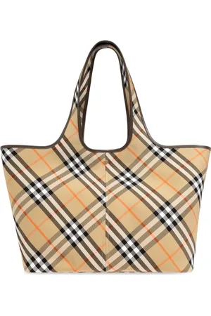 Burberry Torebki, Kobieta, Beżowy, ONE SIZE, Bawełna, Średnia torba typu tote w kratę Vintage Check